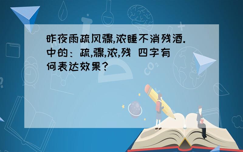 昨夜雨疏风骤,浓睡不消残酒.中的：疏,骤,浓,残 四字有何表达效果?