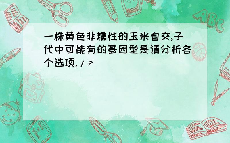 一株黄色非糯性的玉米自交,子代中可能有的基因型是请分析各个选项,/>