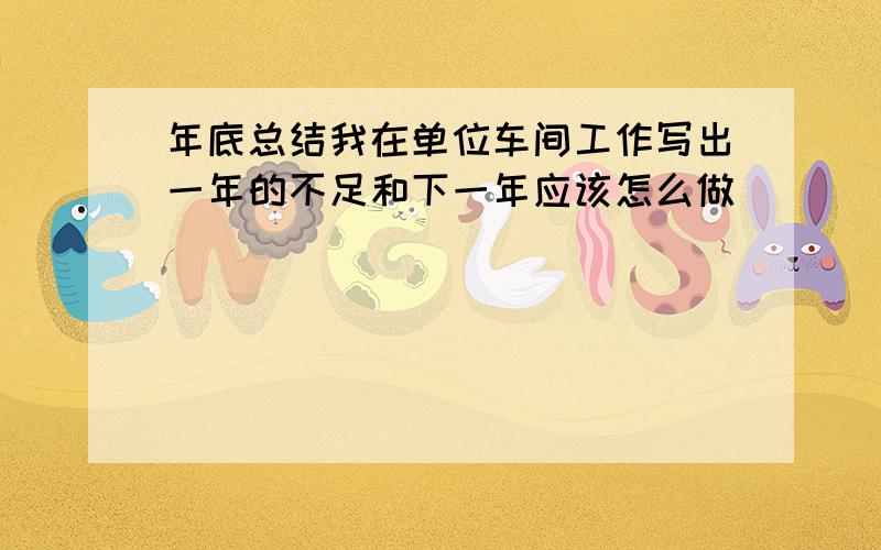 年底总结我在单位车间工作写出一年的不足和下一年应该怎么做