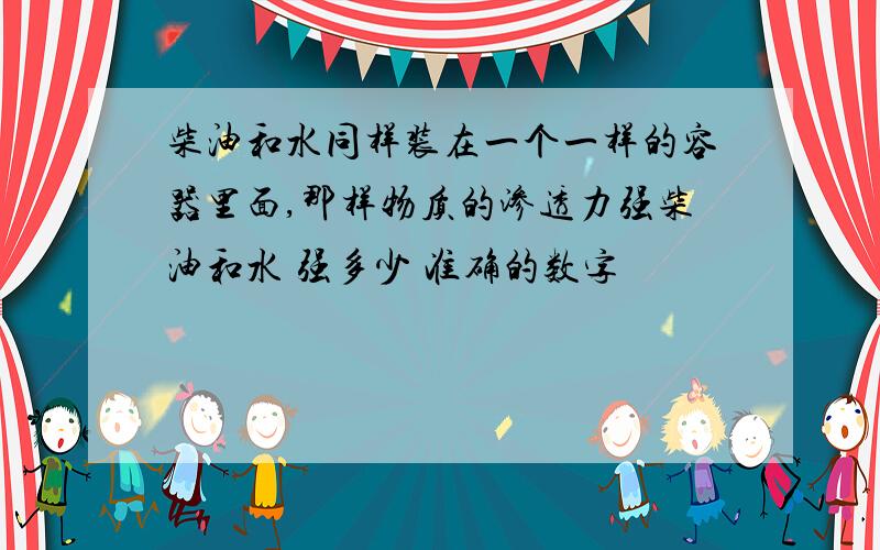 柴油和水同样装在一个一样的容器里面,那样物质的渗透力强柴油和水 强多少 准确的数字