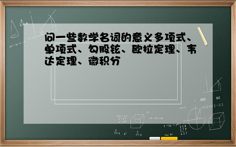 问一些数学名词的意义多项式、单项式、勾股铉、欧拉定理、韦达定理、微积分