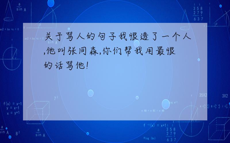 关于骂人的句子我恨透了一个人,他叫张同森,你们帮我用最恨的话骂他!