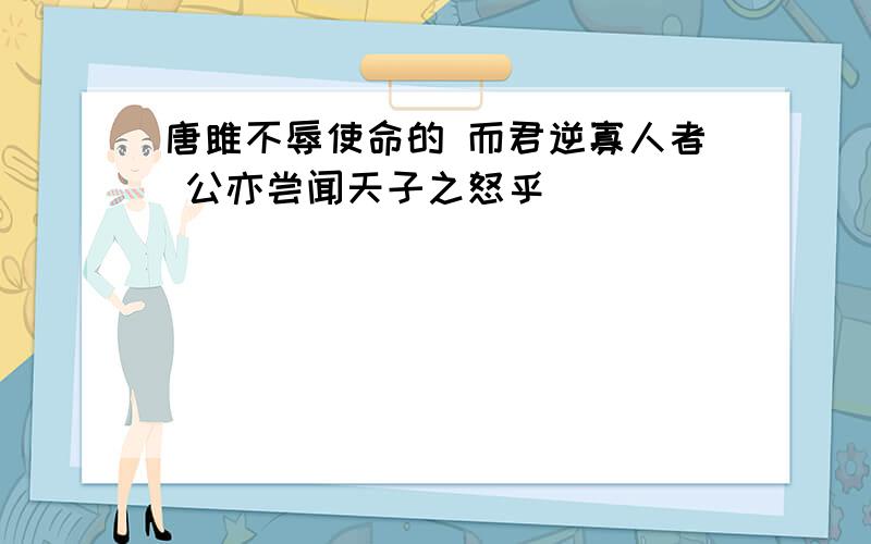 唐雎不辱使命的 而君逆寡人者 公亦尝闻天子之怒乎