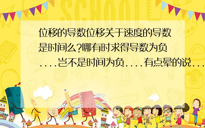 位移的导数位移关于速度的导数是时间么?哪有时求得导数为负....岂不是时间为负....有点晕的说...