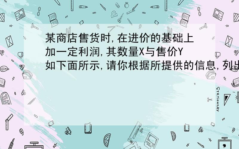 某商店售货时,在进价的基础上加一定利润,其数量X与售价Y如下面所示,请你根据所提供的信息,列出X与Y的关系式,并求出当数量为2.5千克时的售价是多少元?数量X（千克） 售价Y（元）1 8+0.42 16+