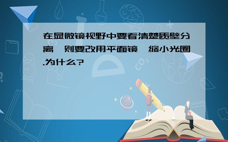 在显微镜视野中要看清楚质壁分离,则要改用平面镜,缩小光圈.为什么?