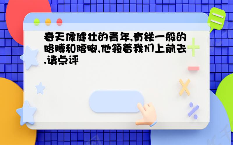 春天像健壮的青年,有铁一般的胳膊和腰脚,他领着我们上前去.请点评