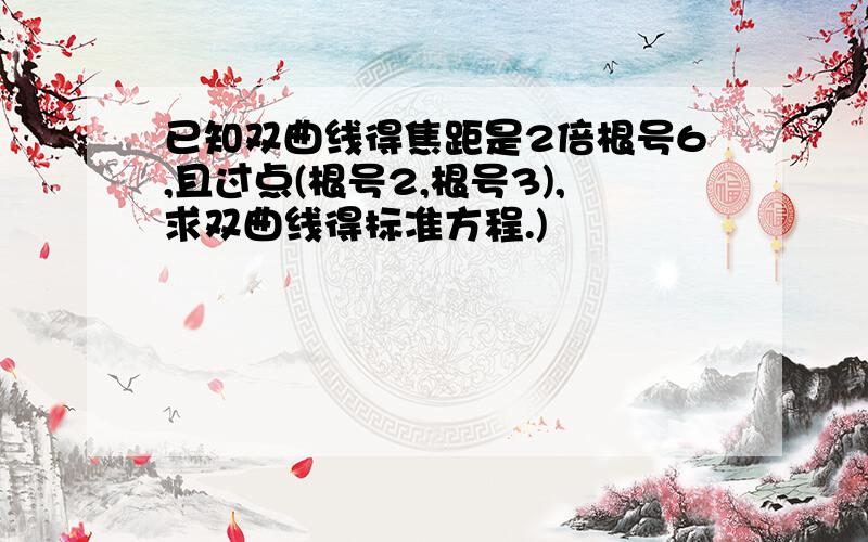 已知双曲线得焦距是2倍根号6,且过点(根号2,根号3),求双曲线得标准方程.)