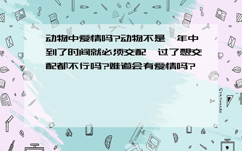 动物中爱情吗?动物不是一年中到了时间就必须交配,过了想交配都不行吗?难道会有爱情吗?