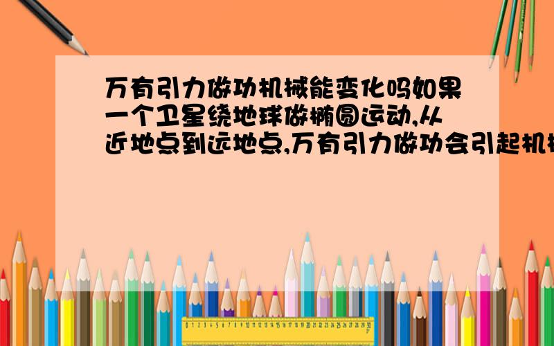 万有引力做功机械能变化吗如果一个卫星绕地球做椭圆运动,从近地点到远地点,万有引力做功会引起机械能变化吗?万有引力不就相当于重力吗?那机械能应该是守恒的?