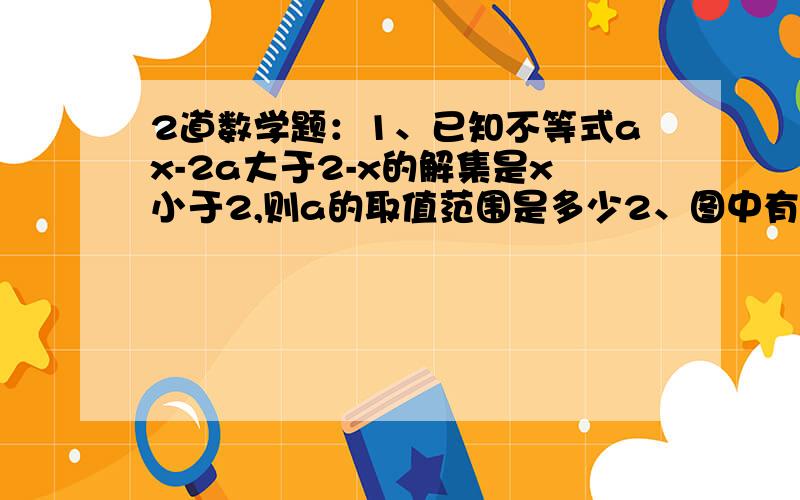 2道数学题：1、已知不等式ax-2a大于2-x的解集是x小于2,则a的取值范围是多少2、图中有几个长方形?