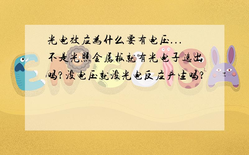 光电效应为什么要有电压...不是光照金属板就有光电子逸出吗?没电压就没光电反应产生吗?