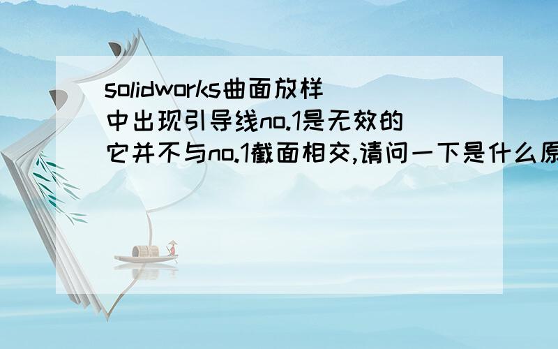 solidworks曲面放样中出现引导线no.1是无效的它并不与no.1截面相交,请问一下是什么原因且如何解决?