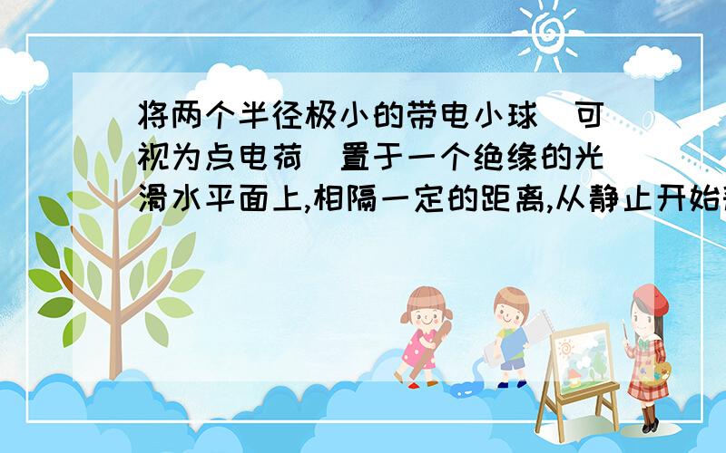 将两个半径极小的带电小球（可视为点电荷）置于一个绝缘的光滑水平面上,相隔一定的距离,从静止开始释放,那么下列叙述正确的是（忽略两球间的万有引力作用）（　　　）.　A.它们的加