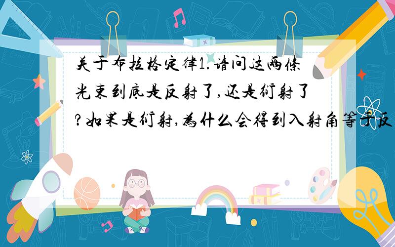 关于布拉格定律1.请问这两条光束到底是反射了,还是衍射了?如果是衍射,为什么会得到入射角等于反射角,然后推导出2dsinx=n*Lamda?如果是反射,那么两条反射光线也应平行啊,为什么会发生干涉?2