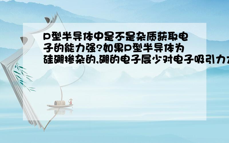 P型半导体中是不是杂质获取电子的能力强?如果P型半导体为硅硼掺杂的,硼的电子层少对电子吸引力大,硅的电子容易被其吸引,在硅原子周围形成空穴,这样说对吗?那么镓,铟是不是不和硅掺杂