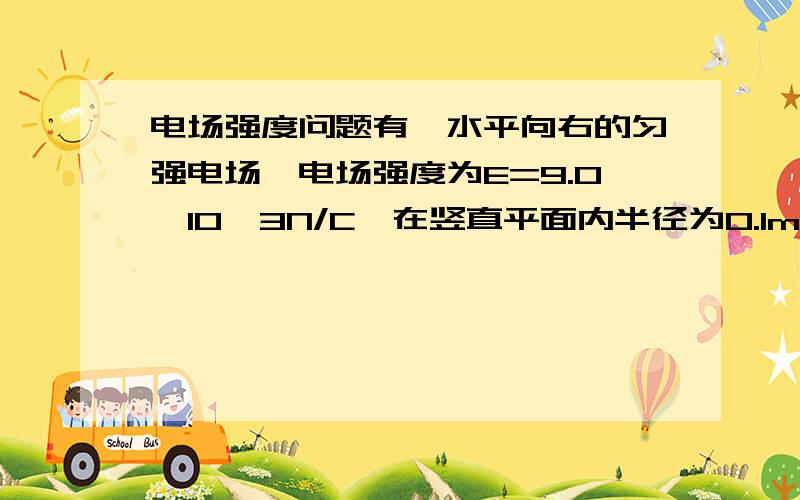 电场强度问题有一水平向右的匀强电场,电场强度为E=9.0*10^3N/C,在竖直平面内半径为0.1m的圆周上取最高点C,另在圆心O处放置电荷量为Q=10^-8C的带正电的点电荷.试求C处的电场强度.