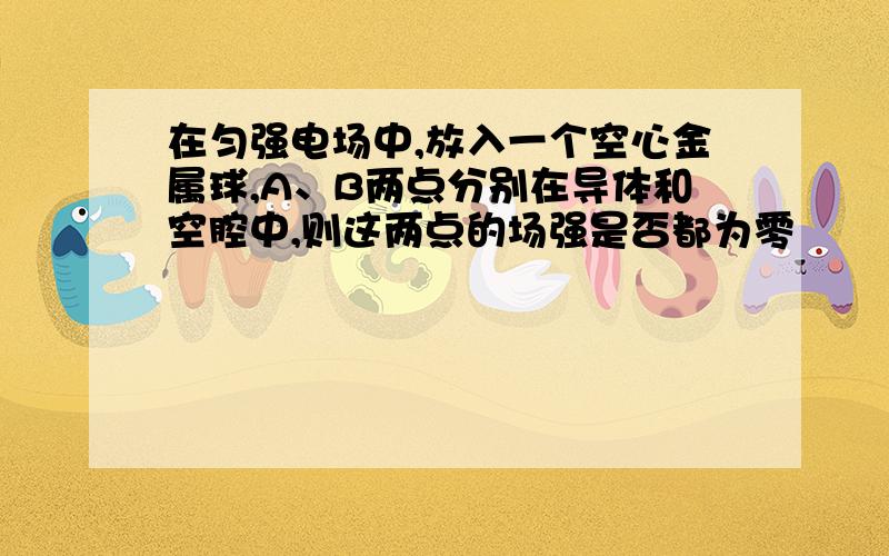 在匀强电场中,放入一个空心金属球,A、B两点分别在导体和空腔中,则这两点的场强是否都为零