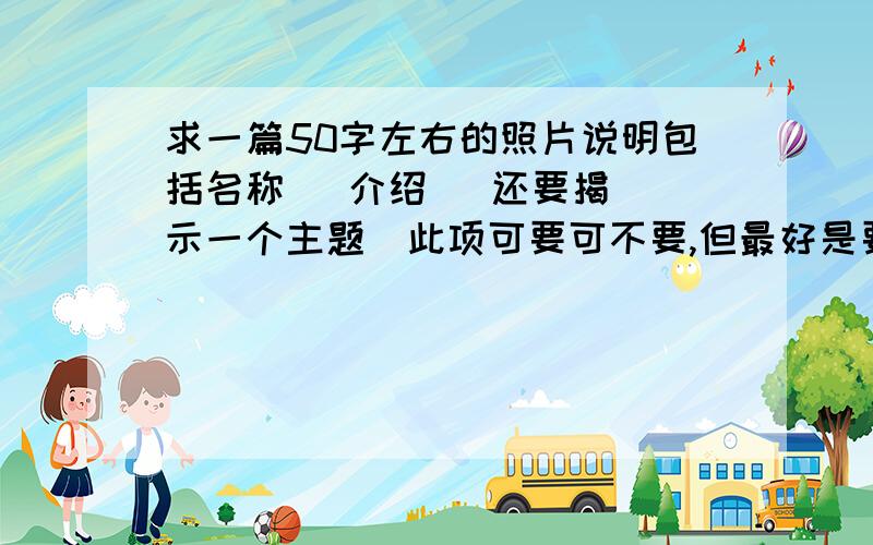 求一篇50字左右的照片说明包括名称   介绍   还要揭示一个主题（此项可要可不要,但最好是要）