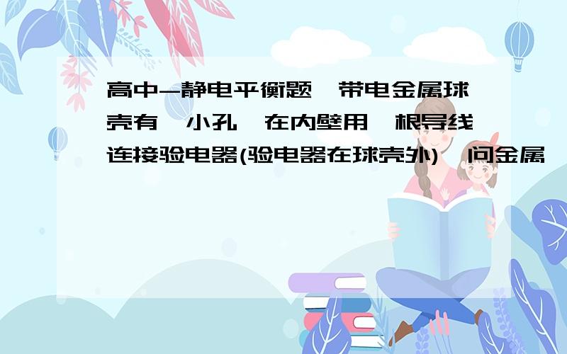 高中-静电平衡题一带电金属球壳有一小孔,在内壁用一根导线连接验电器(验电器在球壳外),问金属铂片的合张情况,参考答案是一定会张开,我想知道为什么会张开,不是说