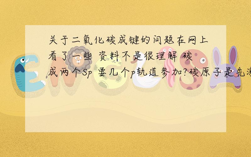 关于二氧化碳成键的问题在网上看了一些 资料不是很理解 碳成两个Sp 要几个p轨道参加?碳原子是先激发在杂化 还是直接杂化 氧原子是否需要杂化?问题比较小白.但请不要再网上摘抄资料 呵