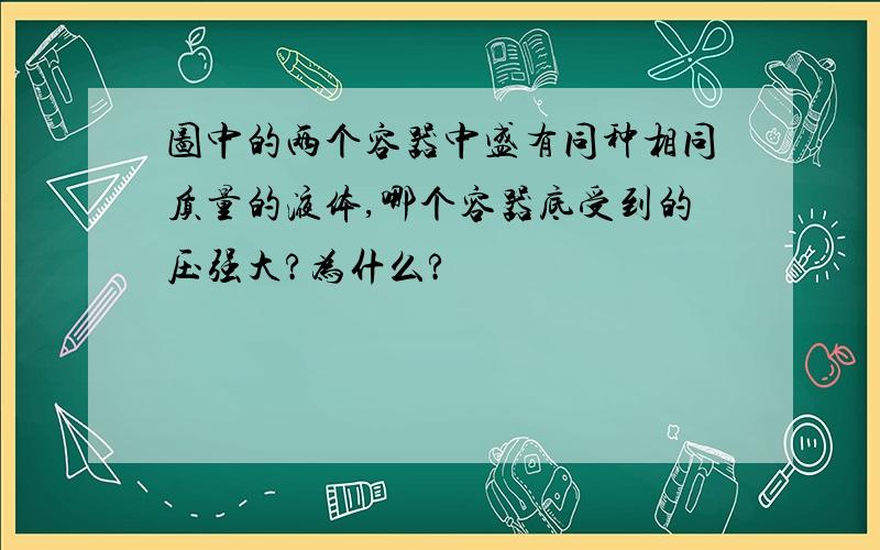 图中的两个容器中盛有同种相同质量的液体,哪个容器底受到的压强大?为什么?