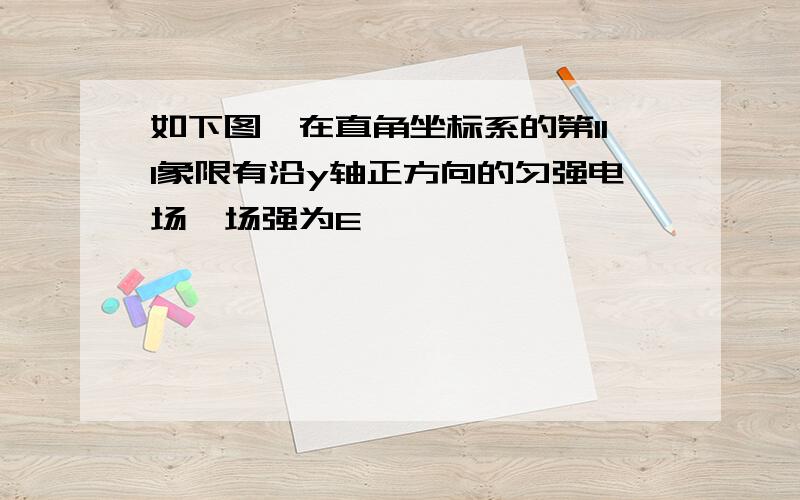 如下图,在直角坐标系的第III象限有沿y轴正方向的匀强电场,场强为E