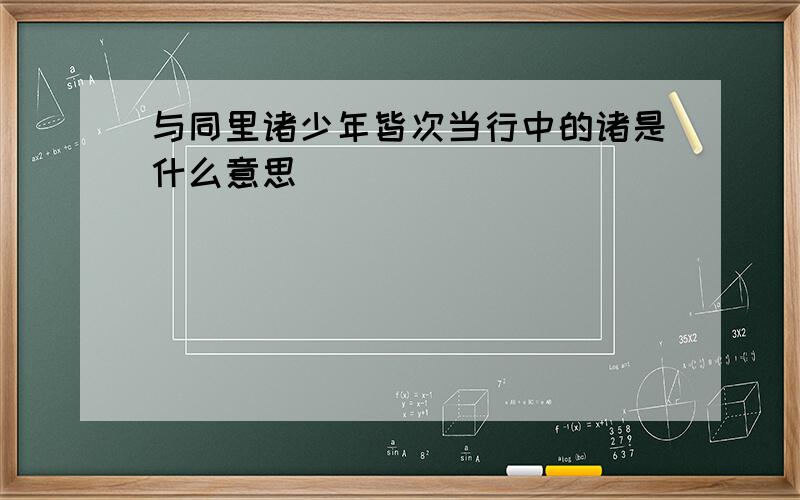 与同里诸少年皆次当行中的诸是什么意思