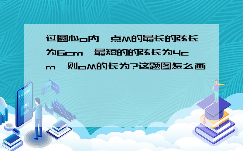 过圆心o内一点M的最长的弦长为6cm,最短的的弦长为4cm,则oM的长为?这题图怎么画