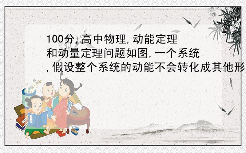 100分,高中物理,动能定理和动量定理问题如图,一个系统,假设整个系统的动能不会转化成其他形式的能,两个物体碰撞前整个系统的动能是Ek=1/2m1v1^2+1/2m2v2^2由于动能没转化成其他形式的能.碰撞