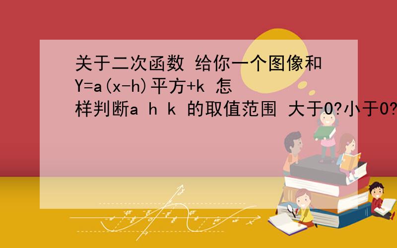 关于二次函数 给你一个图像和Y=a(x-h)平方+k 怎样判断a h k 的取值范围 大于0?小于0?还是等于0