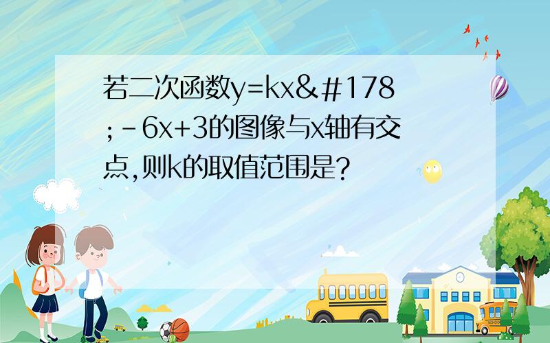 若二次函数y=kx²-6x+3的图像与x轴有交点,则k的取值范围是?