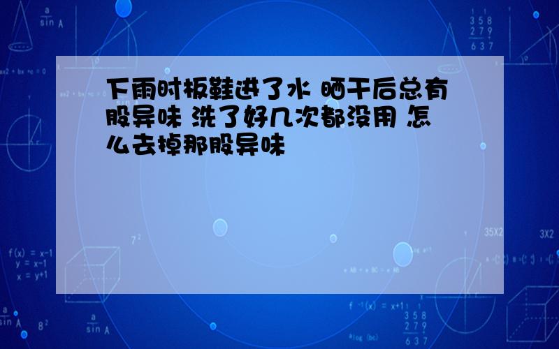 下雨时板鞋进了水 晒干后总有股异味 洗了好几次都没用 怎么去掉那股异味