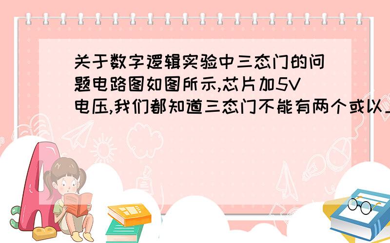 关于数字逻辑实验中三态门的问题电路图如图所示,芯片加5V电压,我们都知道三态门不能有两个或以上的控制端同时处于使能状态,那么我如果将A2A1A0设为011,D2D1D0设为010,此时破坏了三态门的试