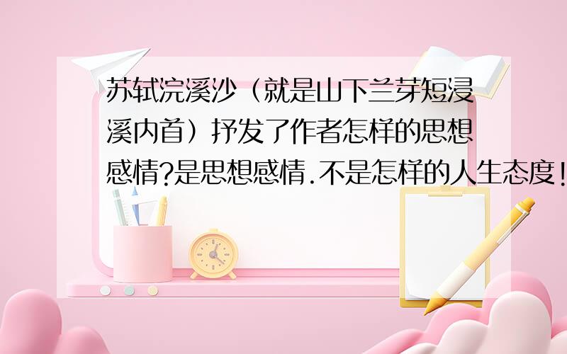 苏轼浣溪沙（就是山下兰芽短浸溪内首）抒发了作者怎样的思想感情?是思想感情.不是怎样的人生态度!