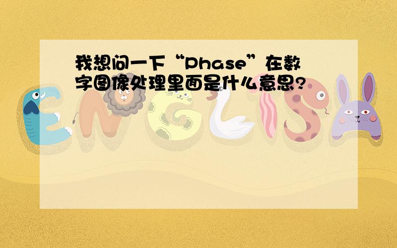 我想问一下“Phase”在数字图像处理里面是什么意思?