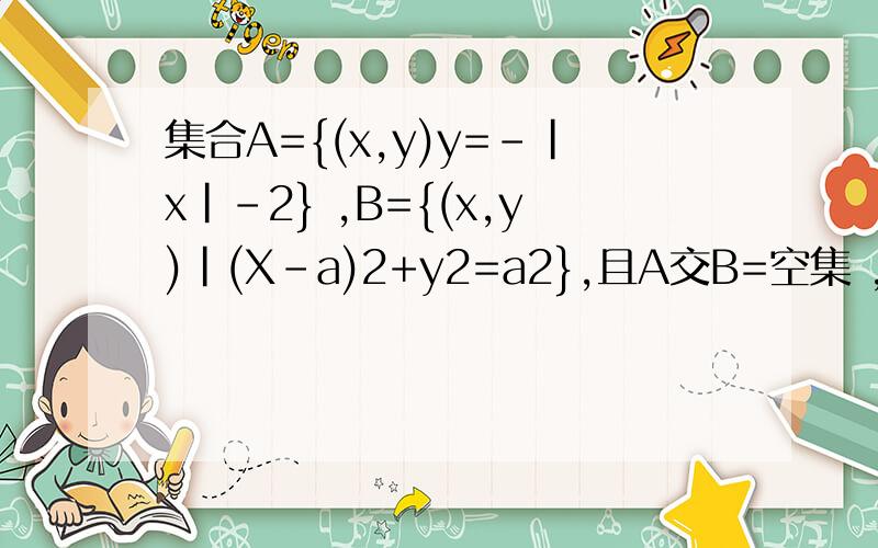 集合A={(x,y)y=-|x|-2} ,B={(x,y)|(X-a)2+y2=a2},且A交B=空集 ,求实数a 的取值范围