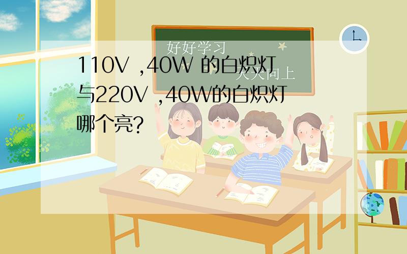 110V ,40W 的白炽灯与220V ,40W的白炽灯哪个亮?