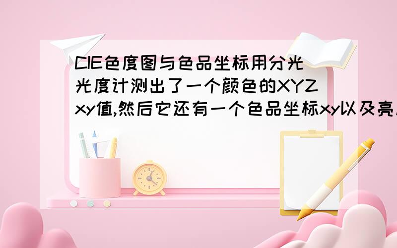 CIE色度图与色品坐标用分光光度计测出了一个颜色的XYZxy值,然后它还有一个色品坐标xy以及亮度因素,这两个xy的值不同,那色度图上的那个坐标是哪个xy,能不能解释一下这些个大小xyz的区别,我