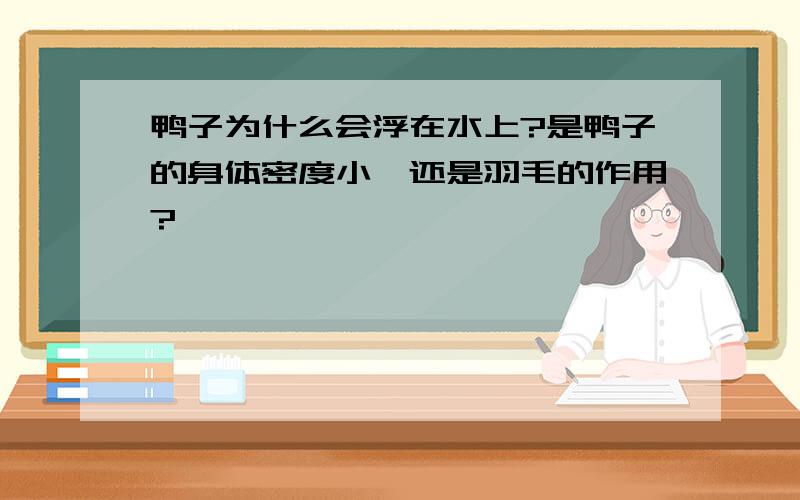 鸭子为什么会浮在水上?是鸭子的身体密度小,还是羽毛的作用?