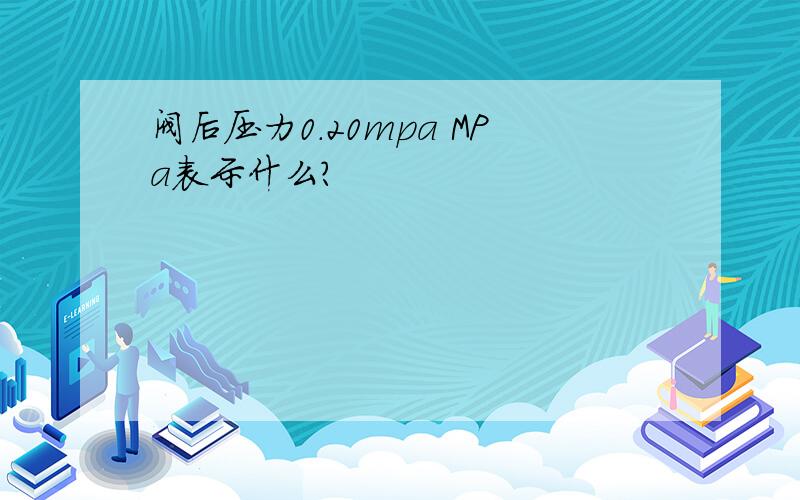 阀后压力0.20mpa MPa表示什么?