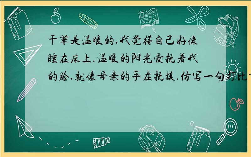 干草是温暖的,我觉得自己好像睡在床上.温暖的阳光爱抚着我的脸,就像母亲的手在抚摸.仿写一句打比方的句子.