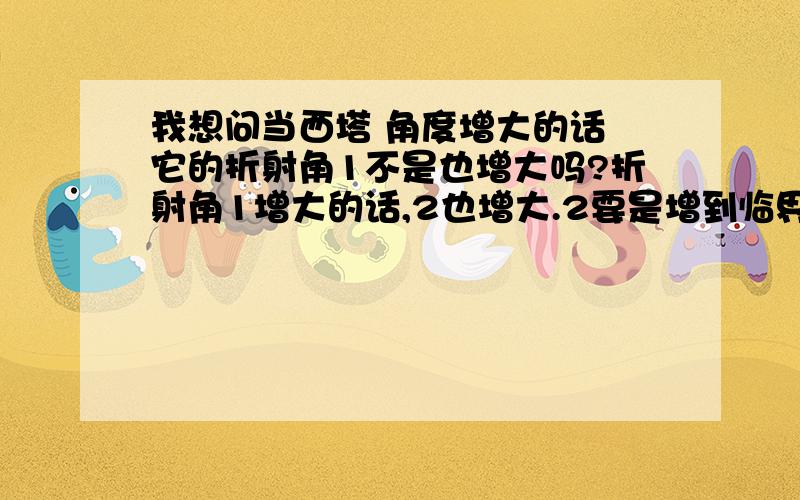 我想问当西塔 角度增大的话 它的折射角1不是也增大吗?折射角1增大的话,2也增大.2要是增到临界角度数.那为什么下面不会发生全反射?希望别说得那么笼统.清楚些.