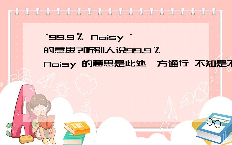 ‘99.9％ Noisy ’的意思?听别人说99.9％ Noisy 的意思是此处一方通行 不知是不是