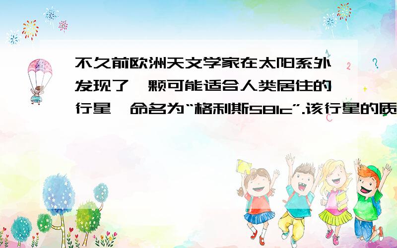 不久前欧洲天文学家在太阳系外发现了一颗可能适合人类居住的行星,命名为“格利斯581c”.该行星的质量是地球的5倍,直径是地球的1.5倍.设想在该行星表面附近绕行星沿圆轨道运行的人造卫