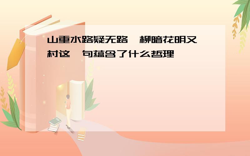 山重水路疑无路,柳暗花明又一村这一句蕴含了什么哲理