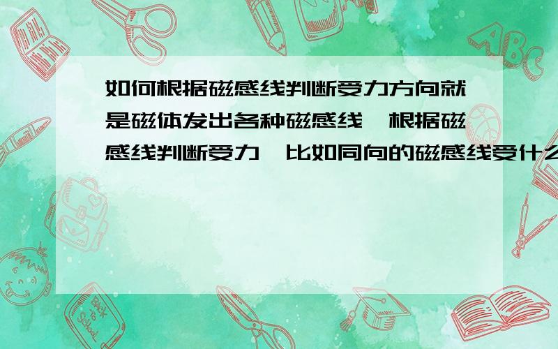 如何根据磁感线判断受力方向就是磁体发出各种磁感线,根据磁感线判断受力,比如同向的磁感线受什么方向的力,异向的磁感线受什么样的力,夹角a的磁感线受什么方向的力……?