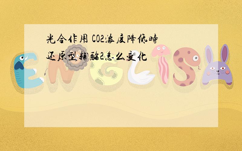 光合作用 CO2浓度降低时 还原型辅酶2怎么变化