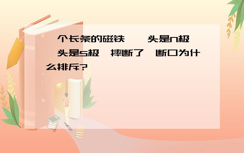 一个长条的磁铁,一头是N极,一头是S极,摔断了,断口为什么排斥?