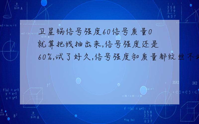 卫星锅信号强度60信号质量0就算把线抽出来,信号强度还是60%,试了好久,信号强度和质量都纹丝不动,没有耐性了,怎么搞?